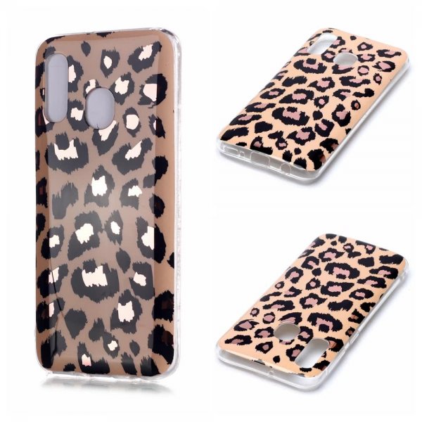 Samsung Galaxy A40 Cover Marmor Leopardmønster