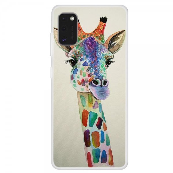 Samsung Galaxy A41 Cover Motiv Färgglad Giraff