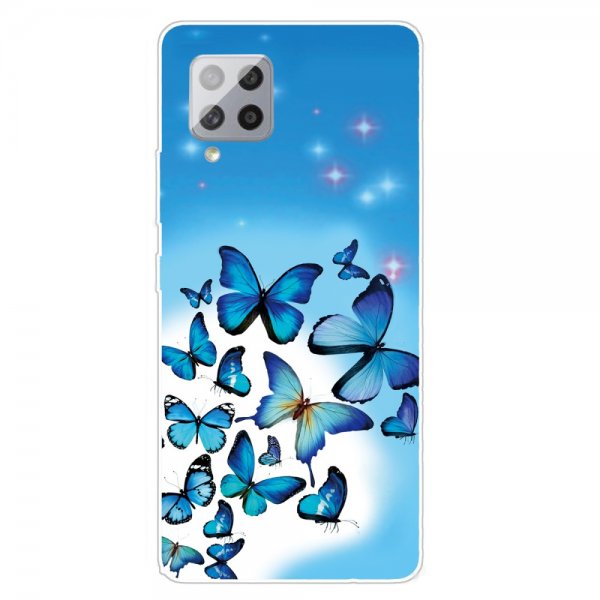 Samsung Galaxy A42 5G Cover Motiv Blåa Fjärilar