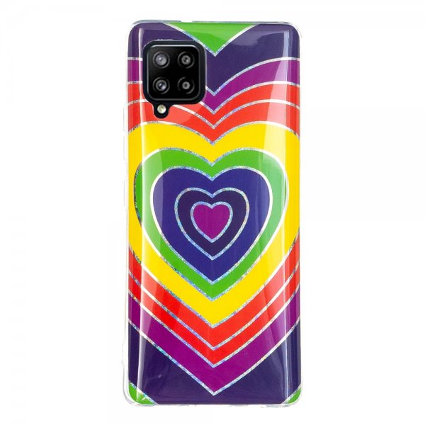 Samsung Galaxy A42 5G Cover Motiv Farverig Hjertemønster
