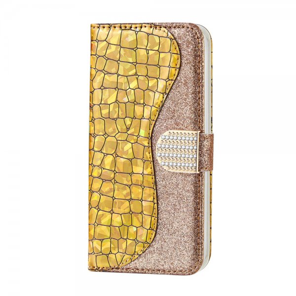 Samsung Galaxy A51 Etui Krokodillemønster Glitter Guld