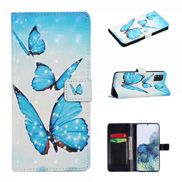Samsung Galaxy A51 Etui Motiv Blåa Fjärilar