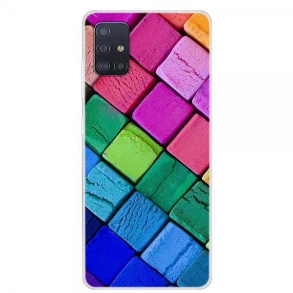Samsung Galaxy A51 Cover Motiv Färgglada Rutor