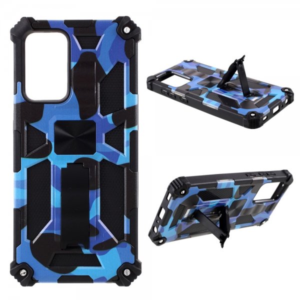 Samsung Galaxy A52/A52s 5G Cover med Magnet Stativfunktion Camouflage Blå