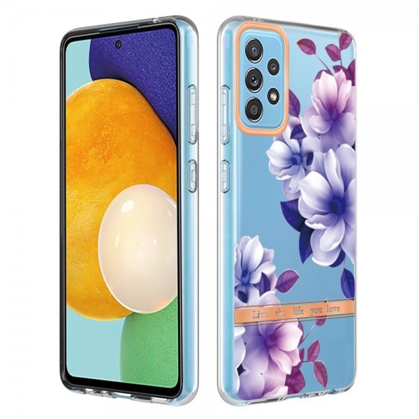 Samsung Galaxy A52/A52s 5G Cover Blomstermønster Lilla Begonia