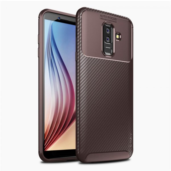Samsung Galaxy A6 Plus 2018 MobilCover TPU Kulfibertekstur Brun