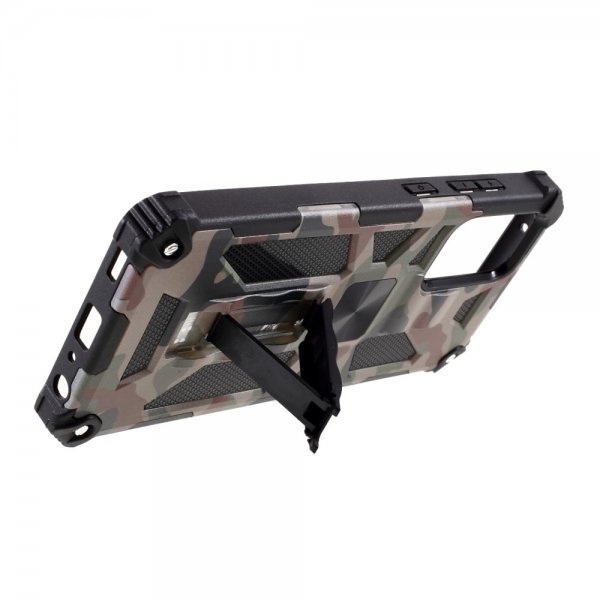 Samsung Galaxy A72 Cover med Magnet Stativfunktion Camouflage Grøn