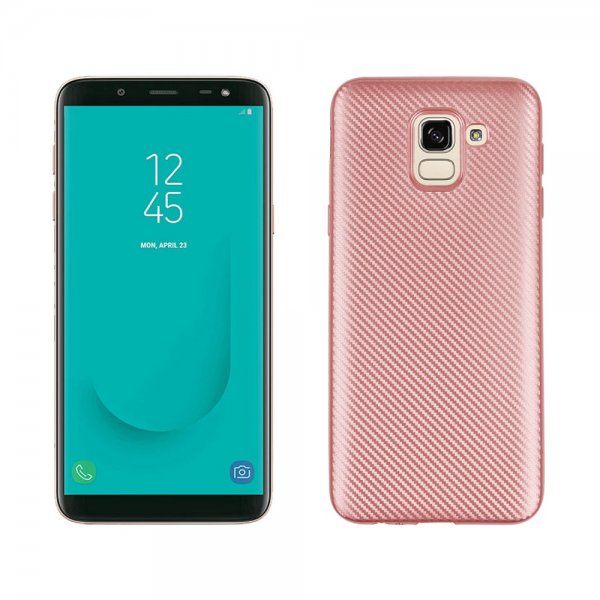 Samsung Galaxy J6 2018 MobilCover TPU Kulfiberlook Roseguld