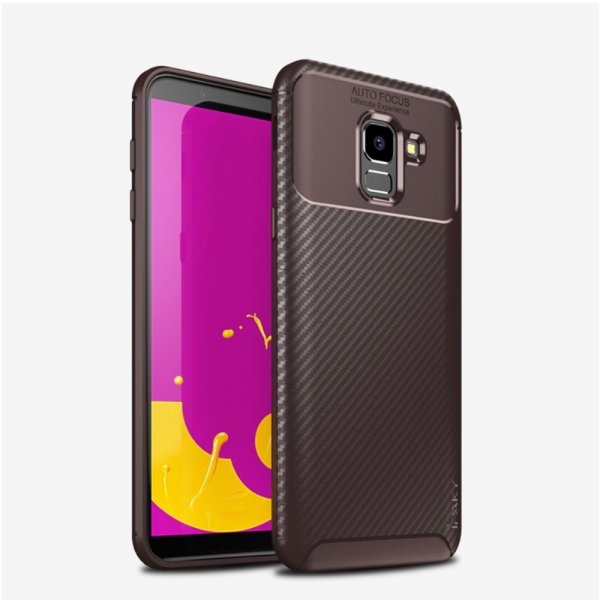 Samsung Galaxy J6 2018 MobilCover TPU Kulfibertekstur Brun