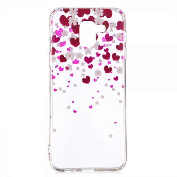 Samsung Galaxy J6 2018 Cover TPU Motiv Hjärta och Blommor
