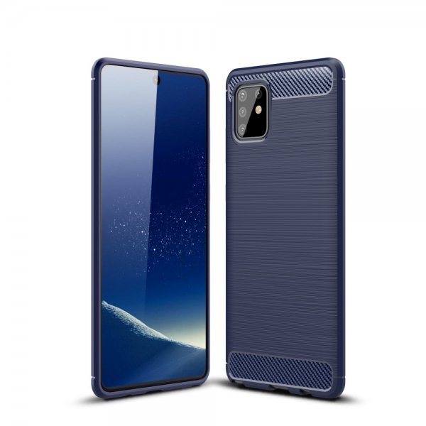 Samsung Galaxy Note 10 Lite Cover Børstet Kulfibertekstur Mørkeblå