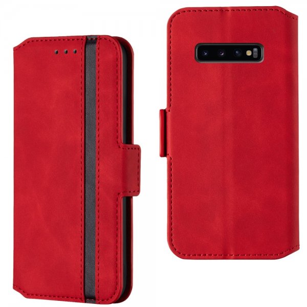Samsung Galaxy S10 Etui Sort Stripe Rød