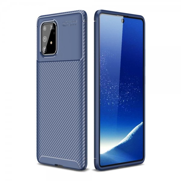 Samsung Galaxy S10 Lite Cover Kulfibertekstur Blå