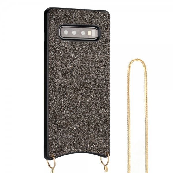 Samsung Galaxy S10 Cover med Strop Glitter Sort