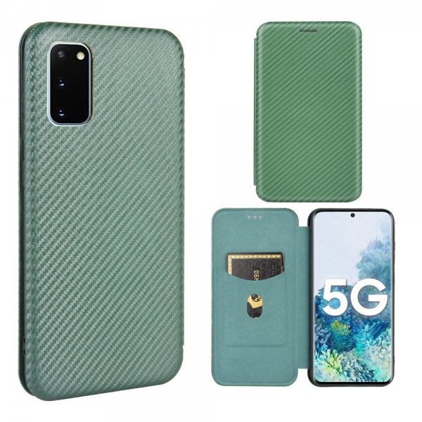 Samsung Galaxy S20 FE Etui Kulfibertekstur Grøn