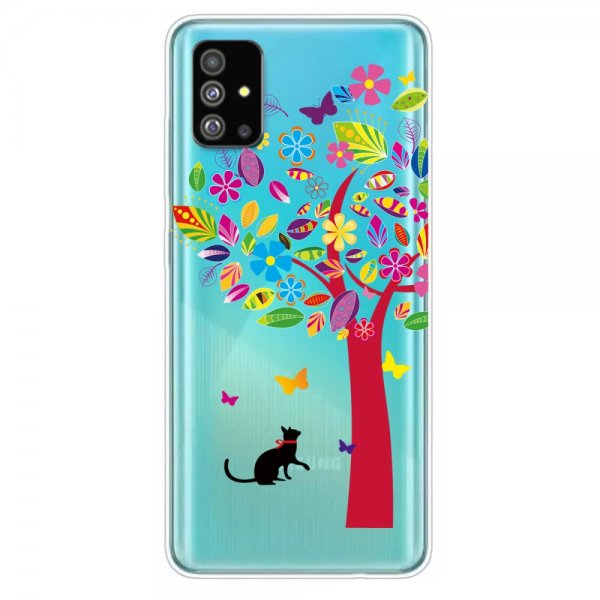 Samsung Galaxy S20 Plus Cover Motiv Färgglatt Træd och Katt