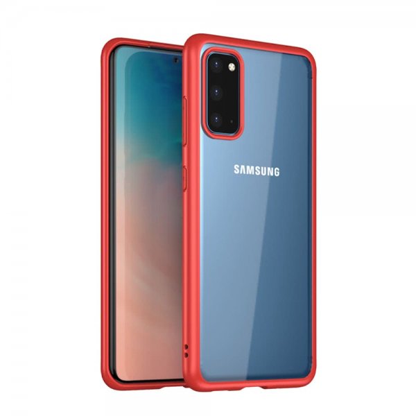 Samsung Galaxy S20 Cover Transparent Bagside Rød