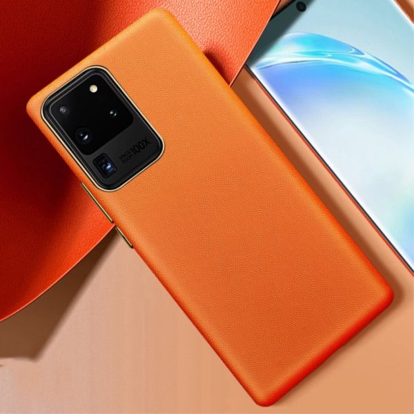 Samsung Galaxy S20 Ultra Cover Nappalædertekstur Orange