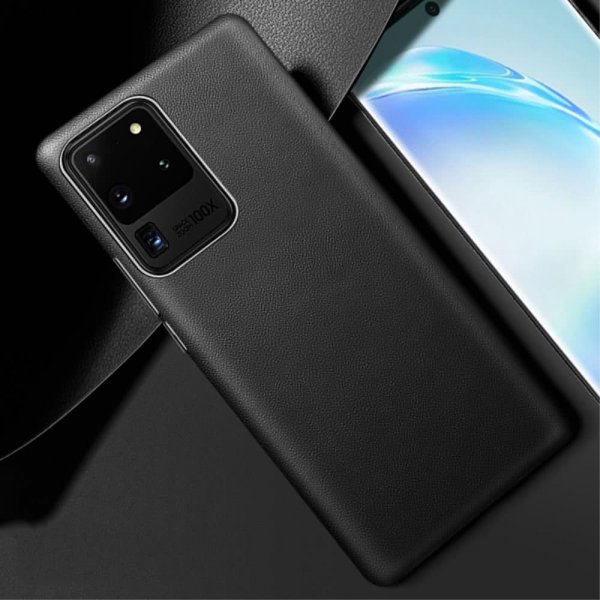 Samsung Galaxy S20 Ultra Cover Nappalædertekstur Sort