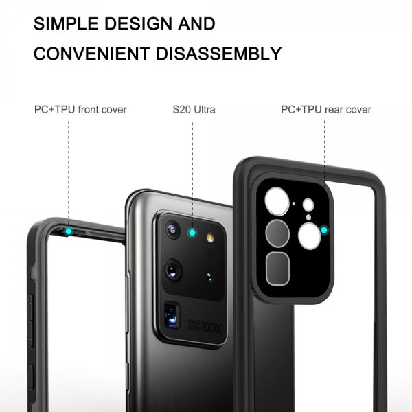 Samsung Galaxy S20 Ultra Cover Vandtæt IP68 Sort