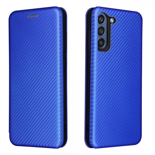 Samsung Galaxy S21 FE Etui Kulfibertekstur Blå