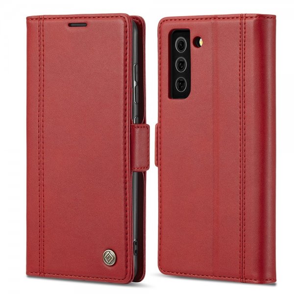 Samsung Galaxy S21 FE Etui med Kortholder Stativfunktion Rød