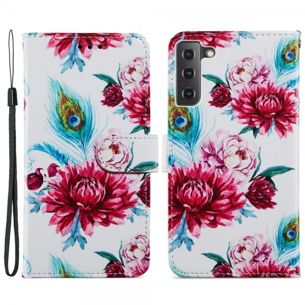 Samsung Galaxy S21 FE Etui Motiv Rød Blomster