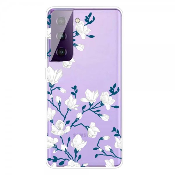 Samsung Galaxy S21 FE Cover Motiv Hvid Blomster