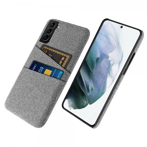 Samsung Galaxy S21 FE Cover Kortholder til to kort Stof Lysegrå