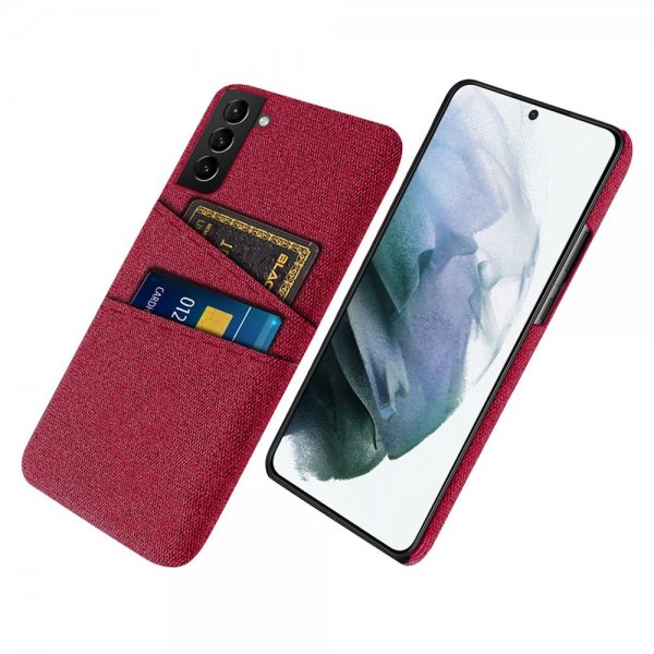 Samsung Galaxy S21 FE Cover Kortholder til to kort Stof Rød