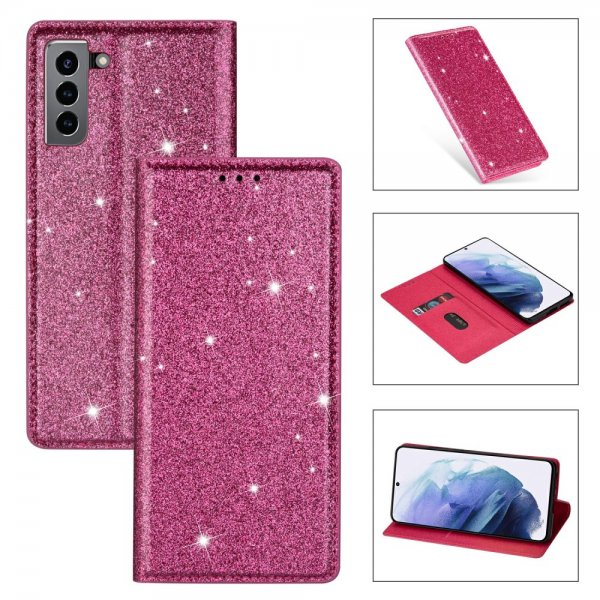 Samsung Galaxy S21 Etui Glitter Magenta