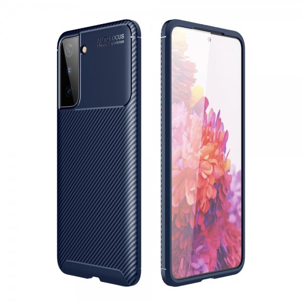 Samsung Galaxy S21 Plus Cover Kulfibertekstur Blå