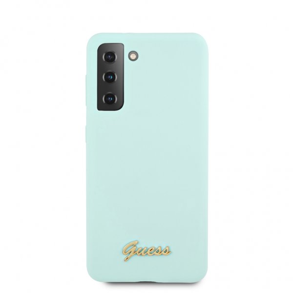 Samsung Galaxy S21 Plus Cover Metal Logo Lyseblå