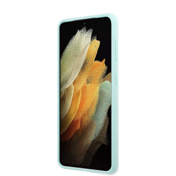 Samsung Galaxy S21 Plus Cover Metal Logo Lyseblå