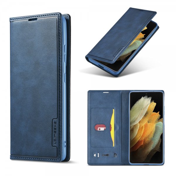 Samsung Galaxy S21 Ultra Etui Kortholder Udenpå Blå