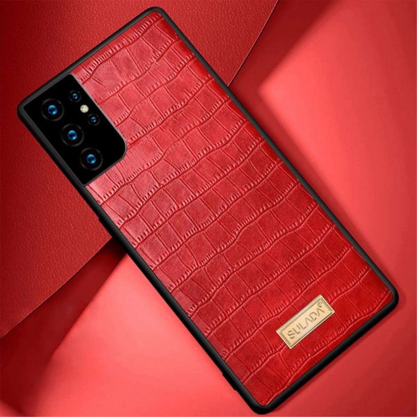 Samsung Galaxy S21 Ultra Cover Krokodillemønster Rød