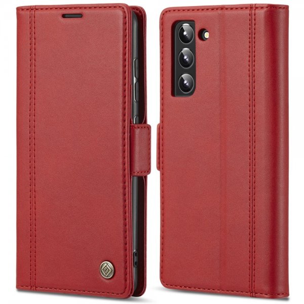 Samsung Galaxy S22 Etui med Kortholder Stativfunktion Rød