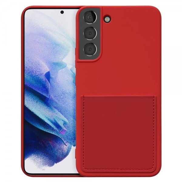 Samsung Galaxy S22 Plus Cover Silikone Kortholder Rød