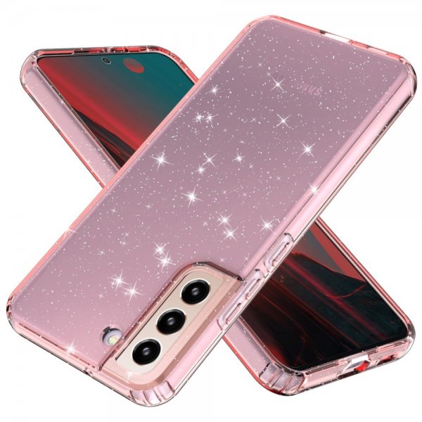 Samsung Galaxy S22 Cover Glitter Transparent Lyserød