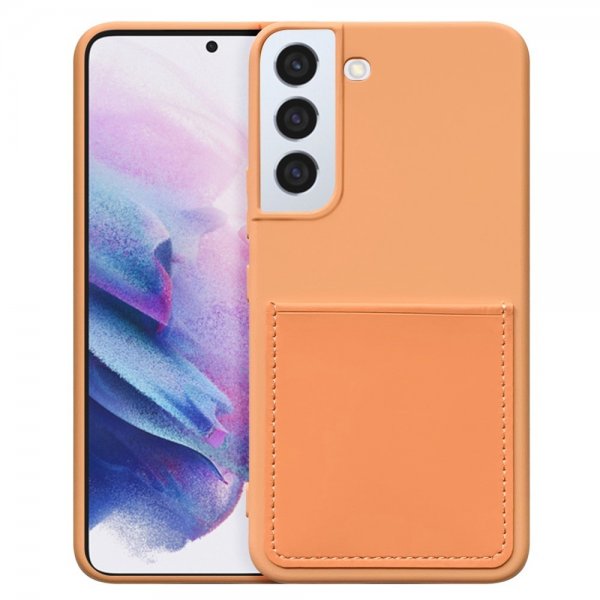 Samsung Galaxy S22 Cover Silikone Kortholder Orange