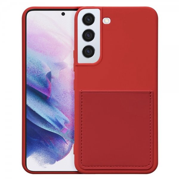Samsung Galaxy S22 Cover Silikone Kortholder Rød