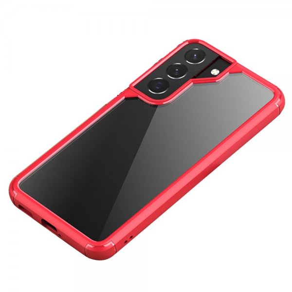 Samsung Galaxy S22 Cover Transparent Bagside Stødabsorberende Rød