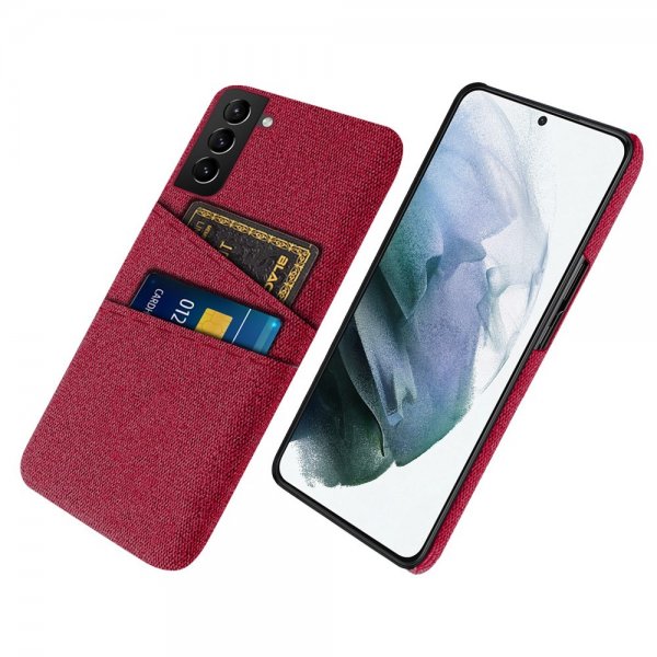 Samsung Galaxy S22 Cover Kortholder til to kort Stof Rød