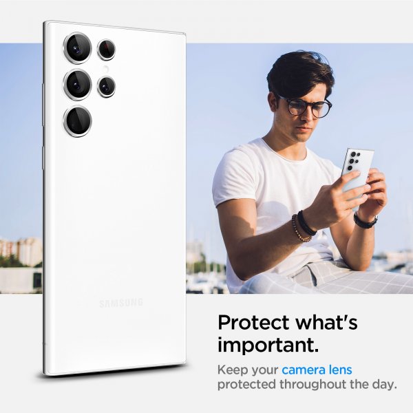 Samsung Galaxy S22 Ultra Kamerabeskytter GLAS.tR EZ Fit Optik Pro 2-pak Phantom White