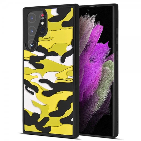 Samsung Galaxy S22 Ultra Cover 3D Camouflage Gul