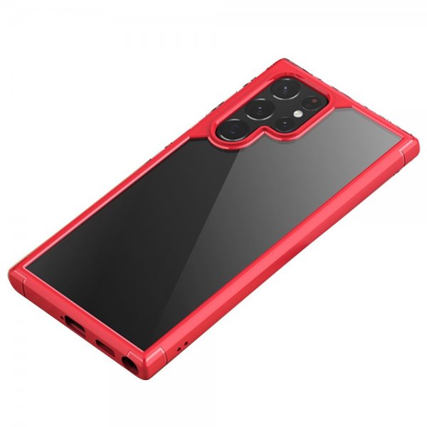 Samsung Galaxy S22 Ultra Cover Transparent Bagside Rød