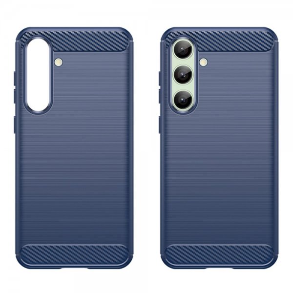 Samsung Galaxy S24 FE Cover Børstet Karbonfibertekstur Blå