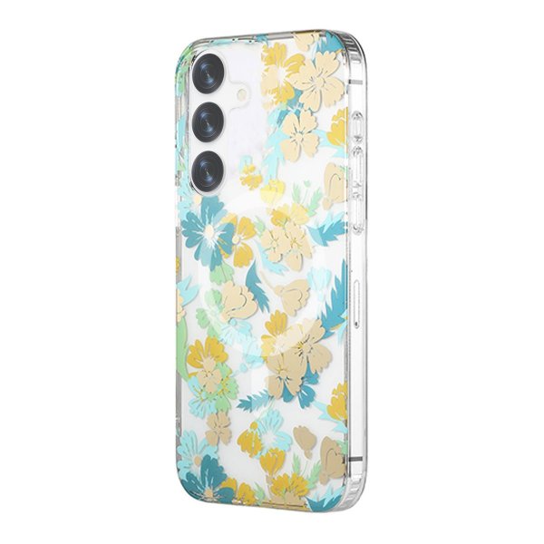 Samsung Galaxy S24 Cover Blomstermønster MagSafe Turkis