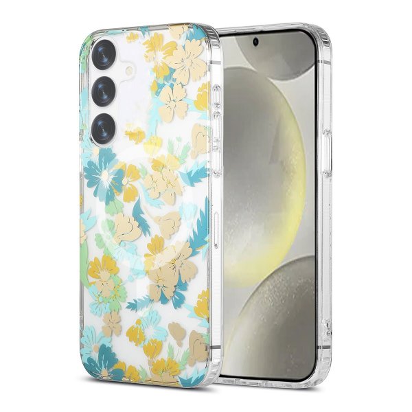 Samsung Galaxy S24 Cover Blomstermønster MagSafe Turkis