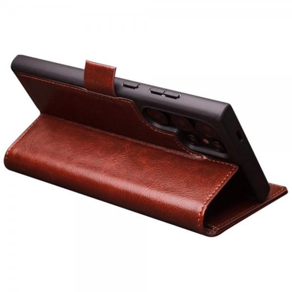 Samsung Galaxy S24 Ultra Etui Ægte læder Kortholder Brun